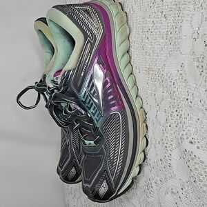 Brooks fit print glycerin purple gray athletic hiking trailing low top shoes 8